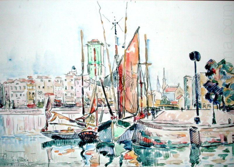 Paul Signac La Rochelle - Boats and House